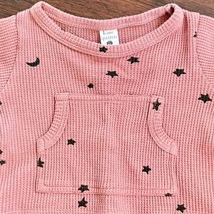 Soft and adorable starred waffle shirt with kangaroo pocket